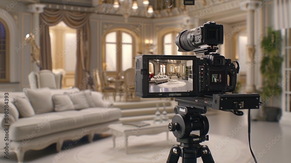 Professional Camera Filming Interior Design in Luxurious Home Professional Camera Filming Interior Design in Luxurious Home