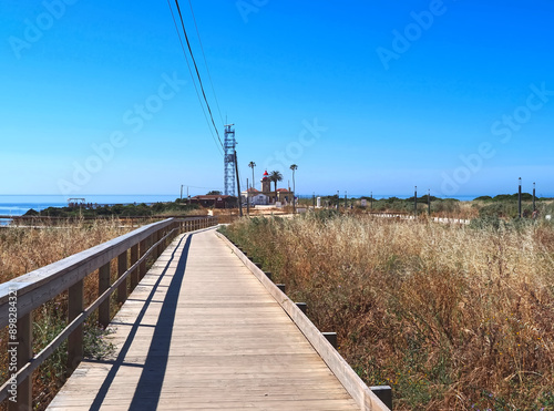 Beautiful nature on the ponta da Piedade hike starting at beach praia de dona ana in Lagos on new wooden boardwalks photo