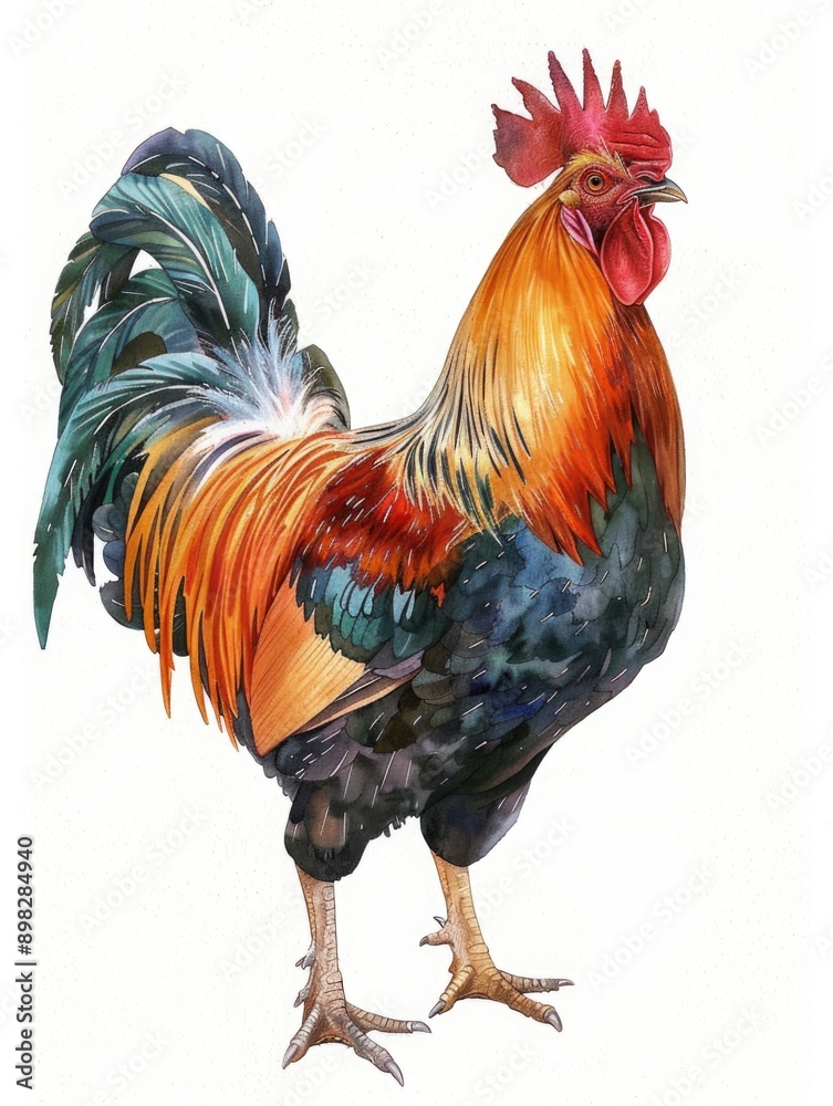 Fototapeta premium A simple illustration of a rooster sitting on a white surface