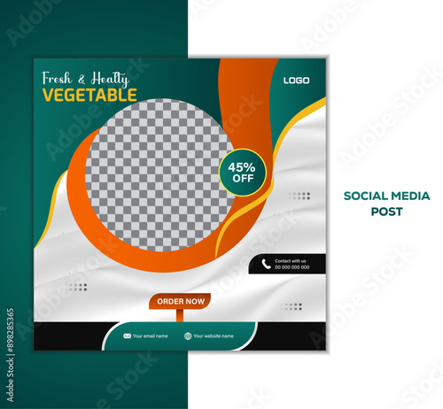 food social media post template free vector. Vegetable social media post template