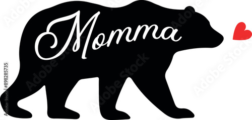 Hand drawn Mama Bear. Mom and baby bear vector illustration