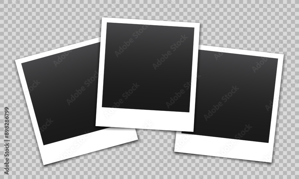 Vector empty photo frames with shadow isolated on transparent background. Template mockup photo design. Vector empty photo frames with shadow isolated on transparent background. Template mockup photo design.