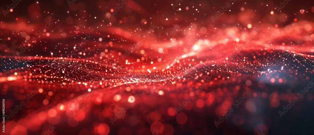 Abstract red particles background forming wavy shapes Abstract red particles background forming wavy shapes