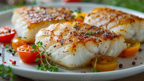 White Plate With Fish and Vegetables