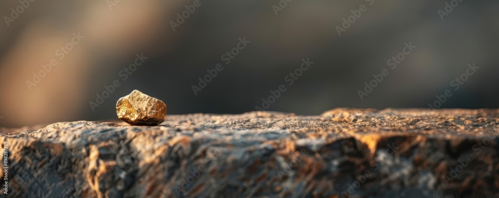 A single gold nugget sits on a bed of dark grey ash. A single gold nugget sits on a bed of dark grey ash.