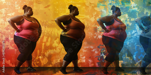 Curves of Strength: A full-figured woman stands defiantly, her powerful stance emphasizing her curves and femininity.