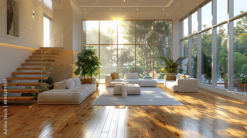 High-quality flooring installation in a modern interior space. High-quality flooring installation in a modern interior space.