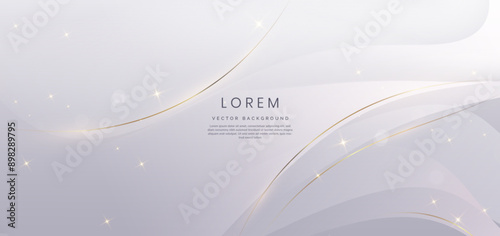 Abstract luxury golden lines curved overlapping on white background. Template premium award design.