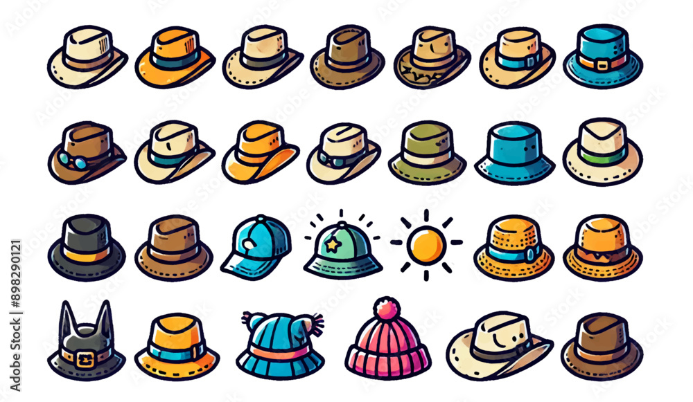 Various Stylish Hats Illustrations Various Stylish Hats Illustrations