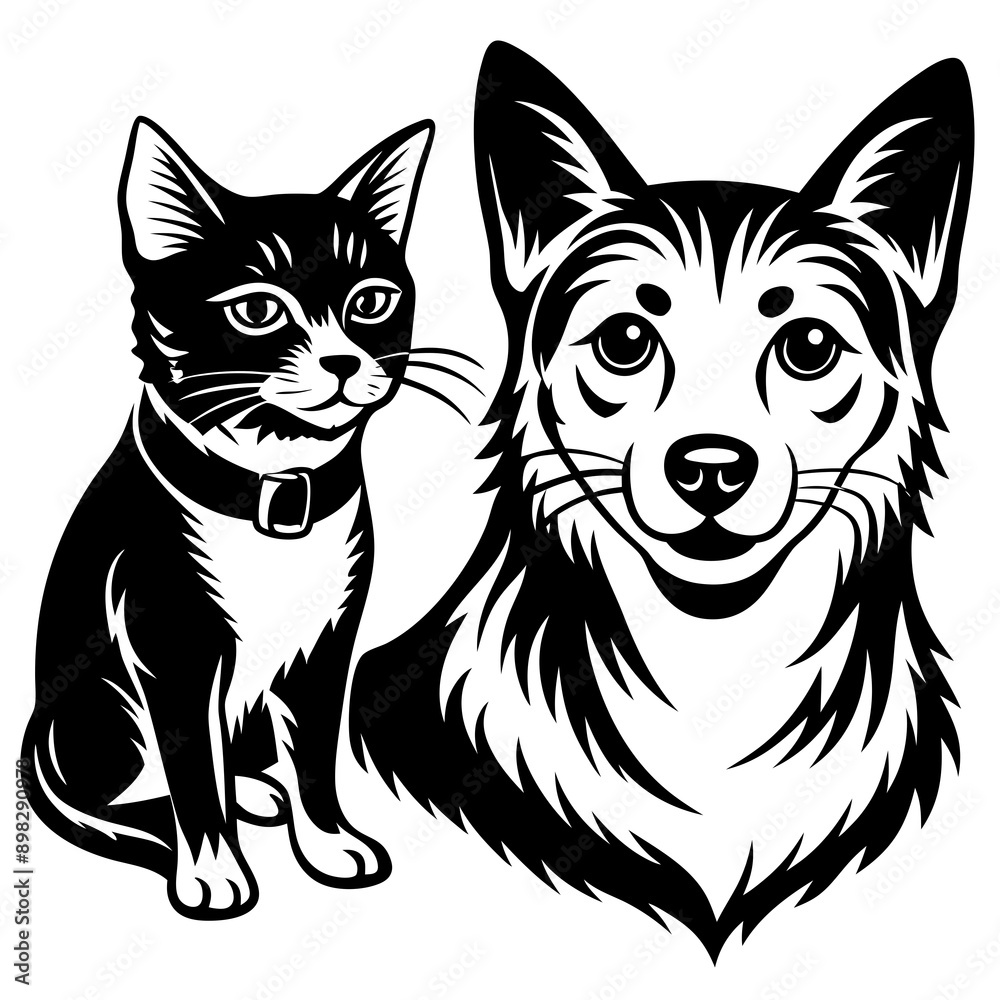 Obraz premium dog and cat vector