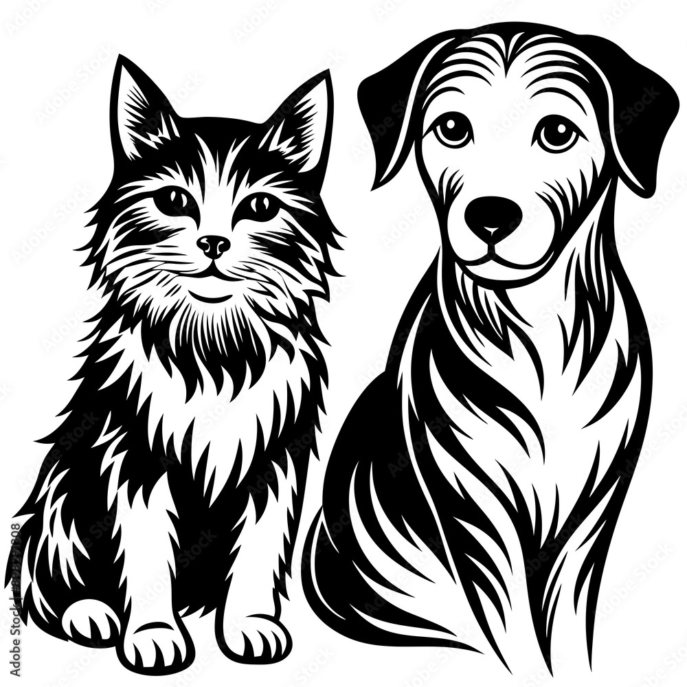 Obraz premium dog and cat vector