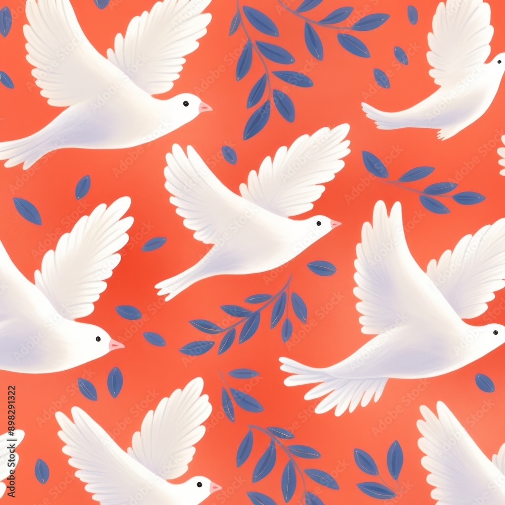 White dove pattern bird red backgrounds. White dove pattern bird red backgrounds.