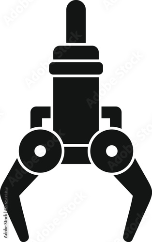 Simple, bold icon of a robotic arm holding an object with its claws
