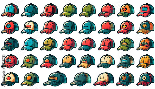 Colorful Caps Collection Illustrations