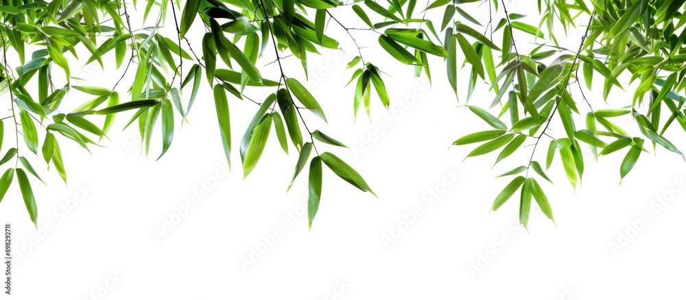 Bamboo leaves isolated on a white background suitable as a border or frame for a natural concept copy space image Bamboo leaves isolated on a white background suitable as a border or frame for a natural concept copy space image