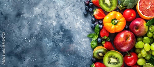Fototapeta Naklejka Na Ścianę i Meble -  Boost your immune system with fruits and vegetables Healthy eating background featuring a copy space image