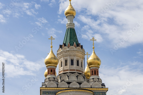 Obraz na płótnie Saint Nicholas Orthodox Russian Church built in 1899 in Russian-Byzantine style, Vienna, Austria w salonie