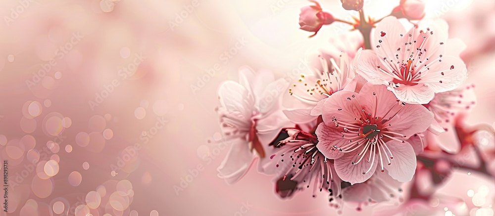 Cherry blossom on a spring tree branch against an artistic background with focus and room for text in the image. Creative banner. Copyspace image Cherry blossom on a spring tree branch against an artistic background with focus and room for text in the image. Creative banner. Copyspace image
