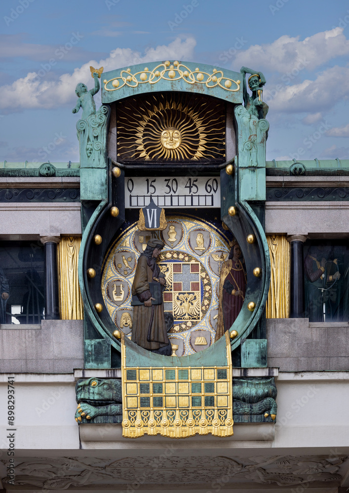 Ankeruhr, Art Nouveau clock located on Hoher Square, Vienna, Austria