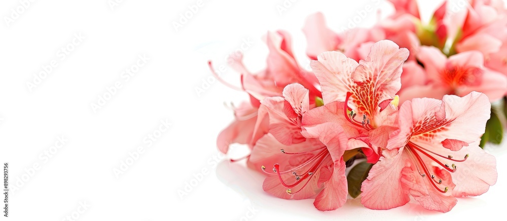 A bright spring azalea decoration set against a white backdrop with ample copy space image A bright spring azalea decoration set against a white backdrop with ample copy space image