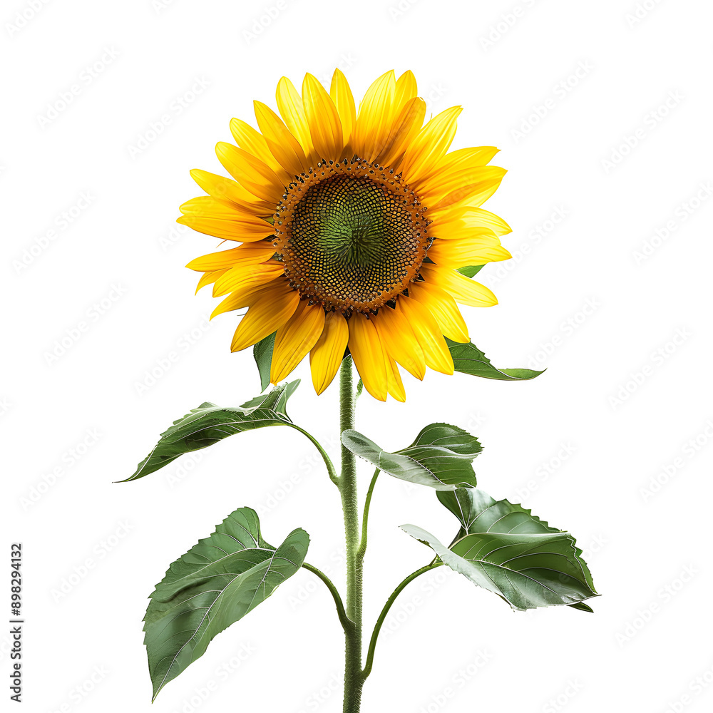 Obraz premium One sunflower alone isolated on transparent background