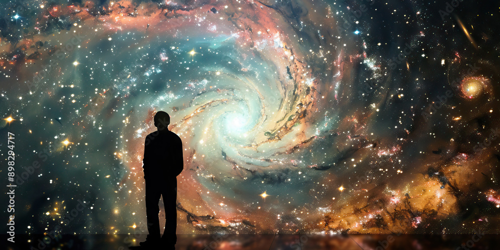 Fototapeta premium Cosmic Connection: A group of physicists studying the patterns of distant galaxies, seeking to unravel the mysteries of the universe. 