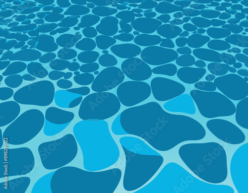 Blue pool pattern. Seamless print of water surface top view cartoon style, deep liquid aqua ripple, summer swimming background. Vector texture stock illustration