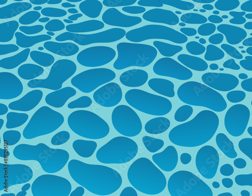 Blue pool pattern. Seamless print of water surface top view cartoon style, deep liquid aqua ripple, summer swimming background. Vector texture stock illustration