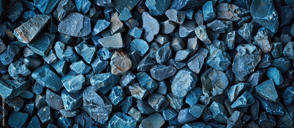 Background of crushed blue stones creating a textured gravel surface with copy space image Background of crushed blue stones creating a textured gravel surface with copy space image