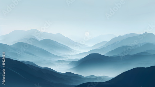 a mountain landscape with a blue sky and mountains