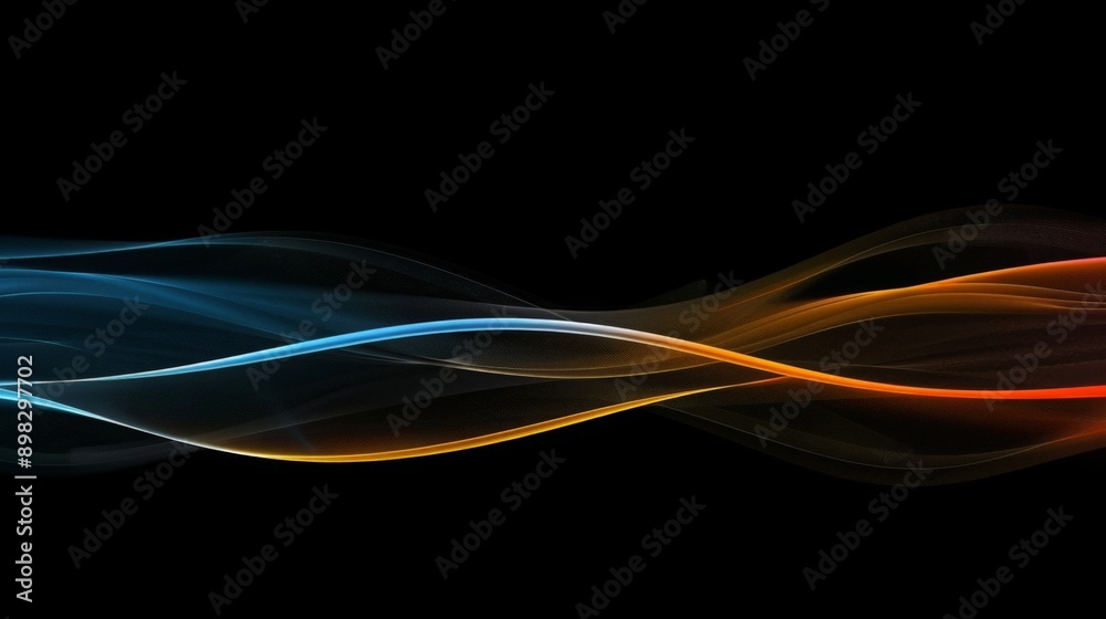 Abstract blue and orange waves flowing on black background Abstract blue and orange waves flowing on black background