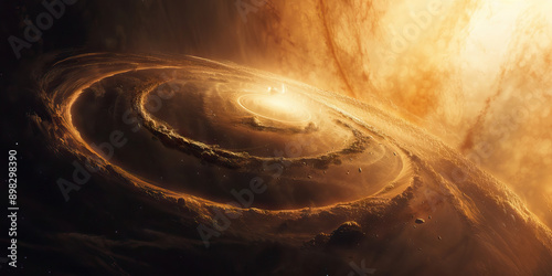 Birth of a Planet: An artist's rendering of a protoplanetary disk, with dust and gas coalescing into new worlds. photo