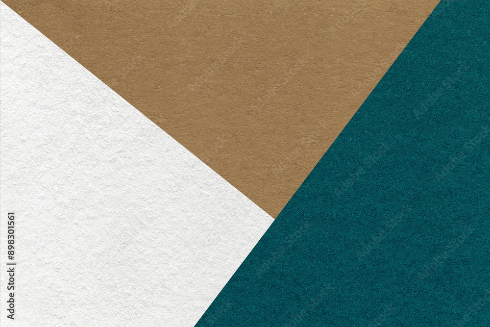 Texture craft white, brown and emerald paper background, macro. Vintage abstract teal and umber cardboard Texture craft white, brown and emerald paper background, macro. Vintage abstract teal and umber cardboard