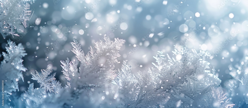 Close up winter or Christmas themed background featuring snow crystals frost patterns and space for image insertion. Creative banner. Copyspace image Close up winter or Christmas themed background featuring snow crystals frost patterns and space for image insertion. Creative banner. Copyspace image