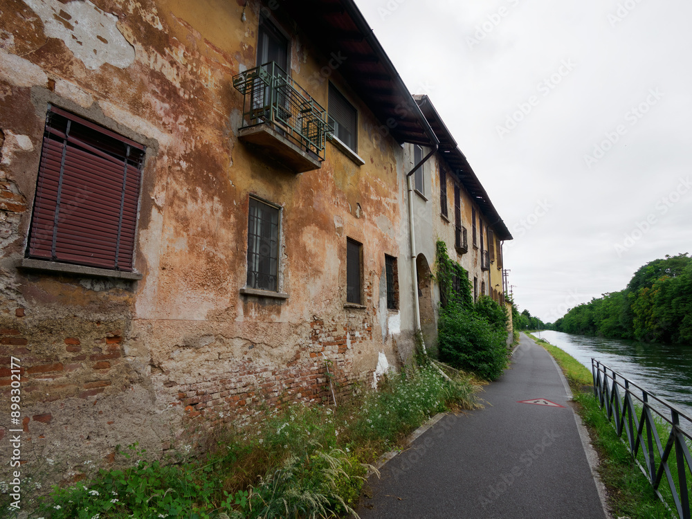 Old buildings along Naviglio Grande at Robecco Old buildings along Naviglio Grande at Robecco