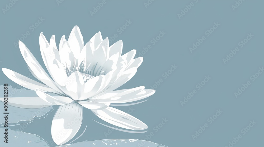 White Lotus Flower on Light Blue Background White Lotus Flower on Light Blue Background