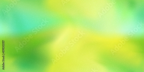 Soft lemon, green and turquoise gradient mesh seamless pattern with noise texture. Abstract summer background with wavy color transition. Vivid sunny vector illustration