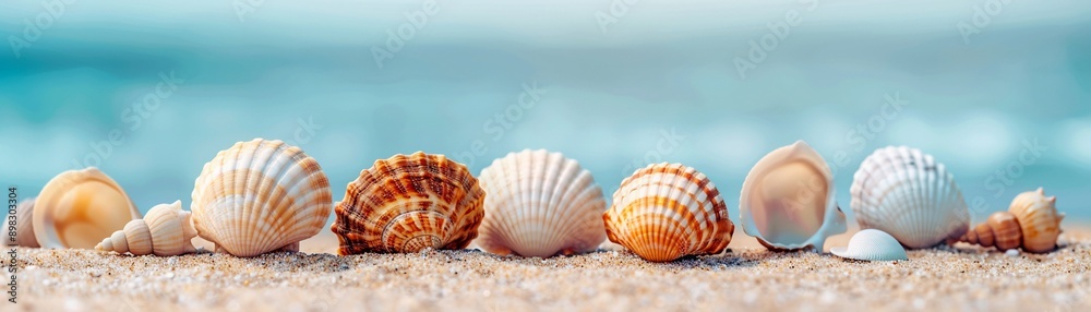 Macro image of a neatly arranged collection of seashells on a sandy beach, showing intricate textures and details, high resolution, soft lighting 8K , high-resolution, ultra HD,up32K HD Macro image of a neatly arranged collection of seashells on a sandy beach, showing intricate textures and details, high resolution, soft lighting 8K , high-resolution, ultra HD,up32K HD