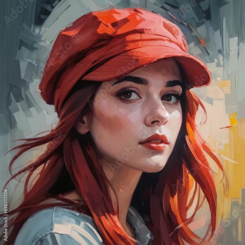 Portrait in comic style of a girl with