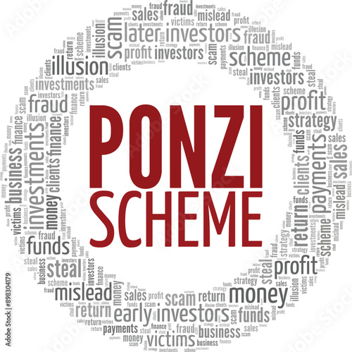 Ponzi Scheme word cloud conceptual design isolated on white background.