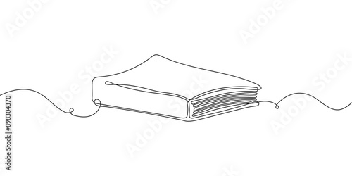 Book continuous line hand drawn vector illustration. Closed book symbol