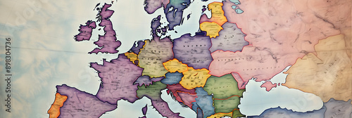 Comprehensively Detailed and Color-coded European Map, Highlighting Borders, Capitals, and Geographical Features