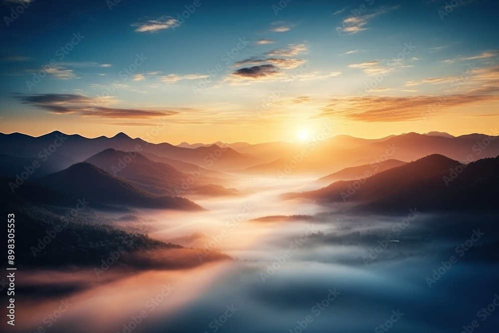 Obraz premium Landscape panoramic mountain sunlight.