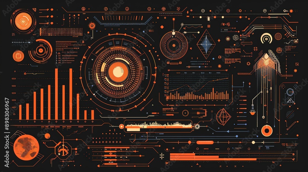 Digital glyph, futuristic icons, flat design illustration Digital glyph, futuristic icons, flat design illustration