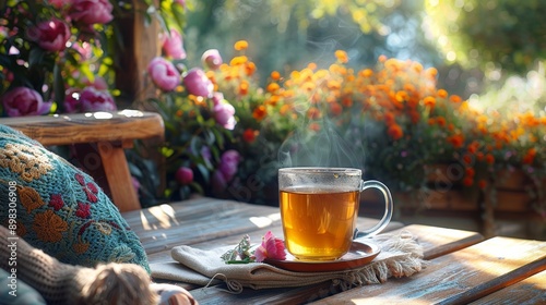 A Cup of Tea on Wooden Table