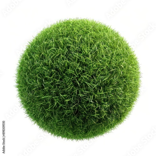 Spherical green grass ball isolated photo