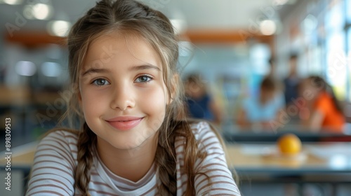Little Girl Sitting at Table With Arms Crossed