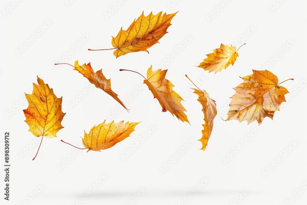 Autumn leaves floating isolated white Autumn leaves floating isolated white