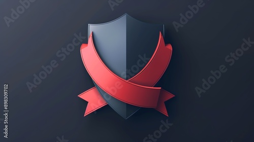 Shield emblem, security and protection, flat design illustration photo