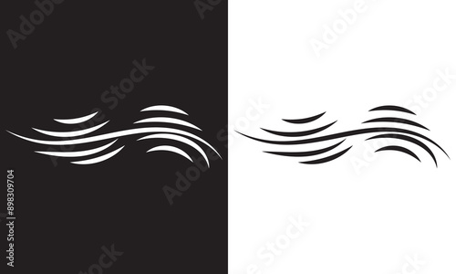 Wind doodle blow, gust design isolated on white and black background. vector illustration. EPS 10